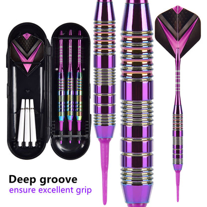 3 Pieces Professional Soft Tip Aluminum Darts Set - 21g, 156mm, Purple POMA