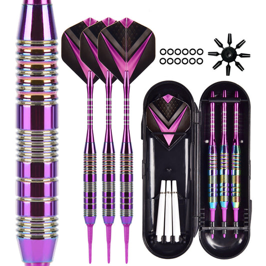 3 Pieces Professional Soft Tip Aluminum Darts Set - 21g, 156mm, Purple POMA