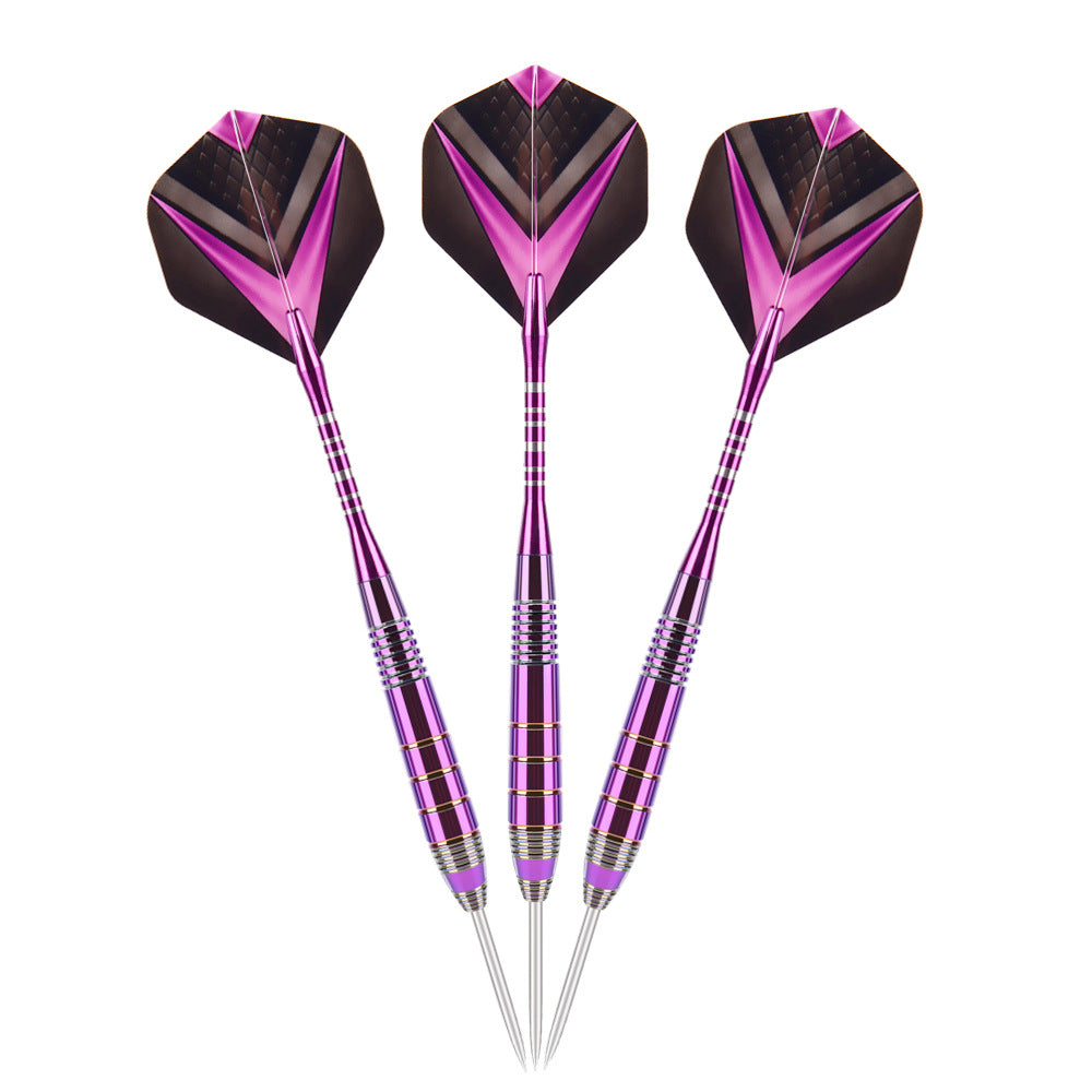 3 Pieces Professional Steel Tip Aluminum Darts Set - 24g, 165mm, Purple POMA