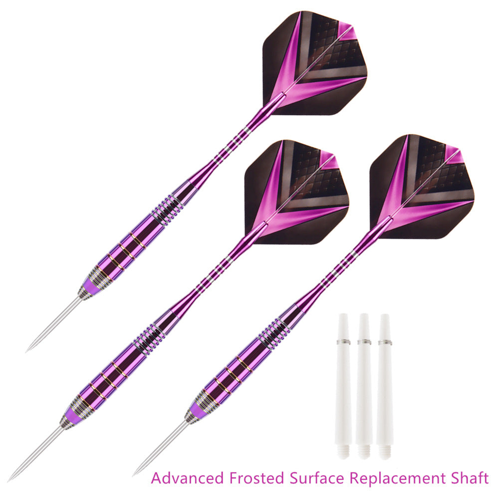 3 Pieces Professional Steel Tip Aluminum Darts Set - 24g, 165mm, Purple POMA