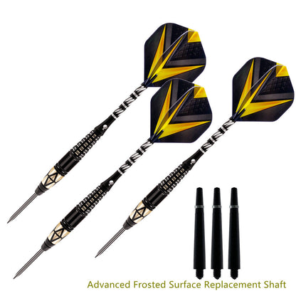 3 Pieces Professional Steel Tip Brass Darts Set - 24g, 167mm, Yellow POMA