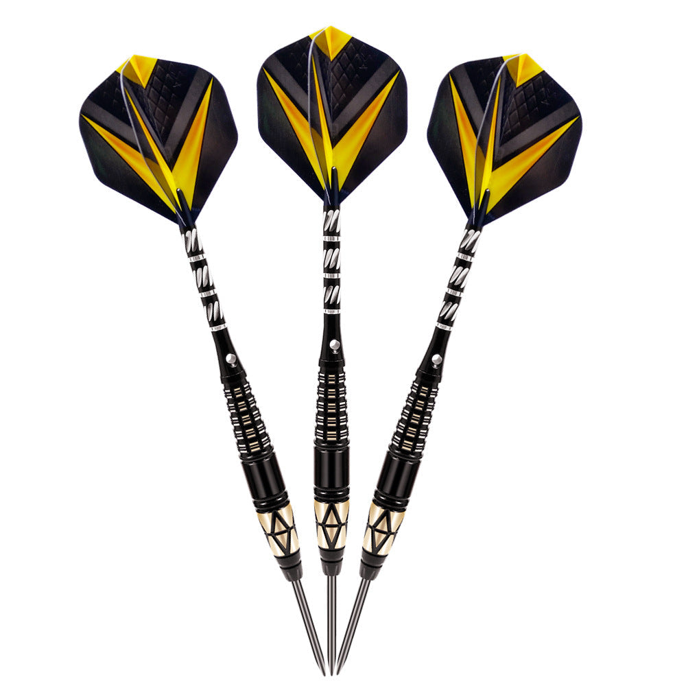 3 Pieces Professional Steel Tip Brass Darts Set - 24g, 167mm, Yellow POMA