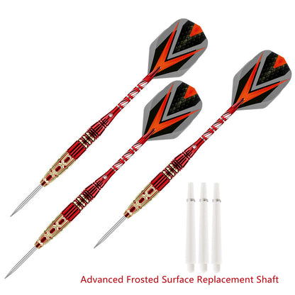 3 Pieces Professional Steel Tip Brass Darts Set - 25g, 160mm, Red POMA