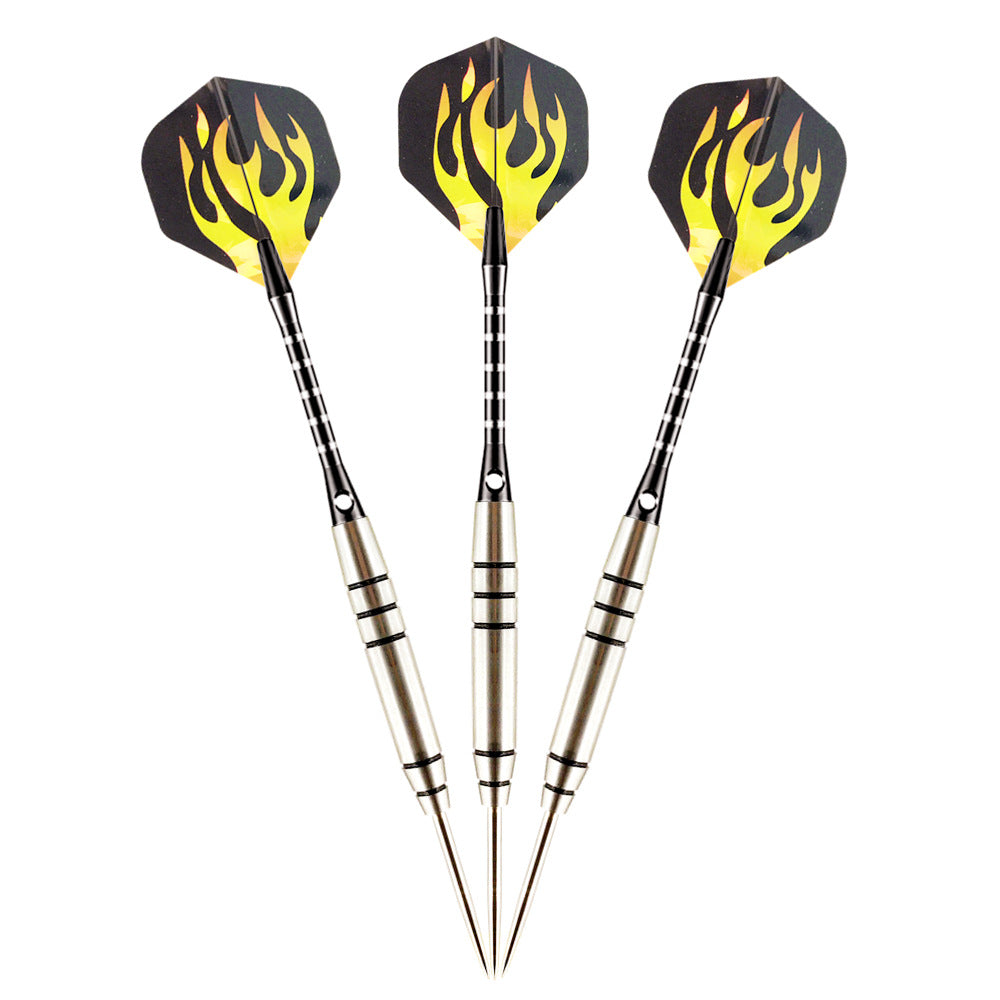 3 Pieces Professional Steel Tip Tungsten Darts Set - 28g, 157mm, Black Fire POMA