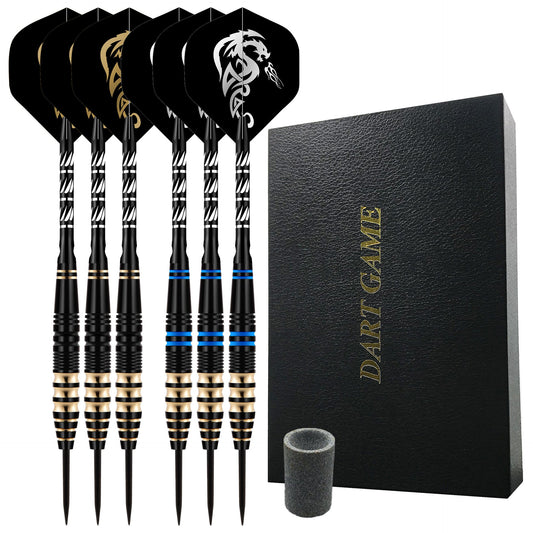 6 Pieces Professional Steel Tip Brass Darts Set - 23g, 165mm POMA