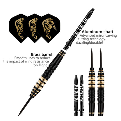 6 Pieces Professional Steel Tip Brass Darts Set - 23g, 165mm POMA