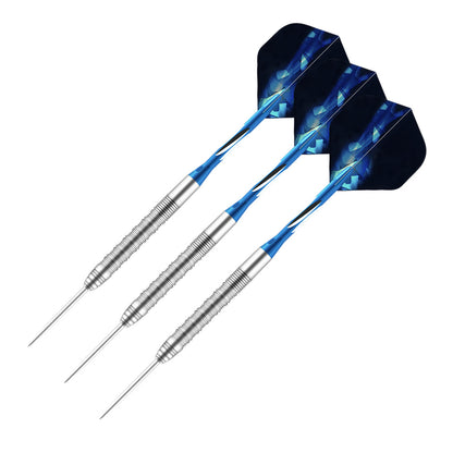 3 Pieces Steel Tip Tungsten Darts Set - 25g, 159mm,  Blue