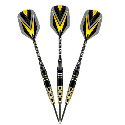 3 Pieces Swift Professional Steel Tip Brass Barrel Darts Set - 26g, 160mm, Yellow