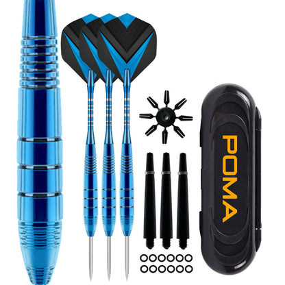 3 Pieces Phantom Professional Steel Tip Iron Barrel Darts Set - 24g, 165mm, Blue